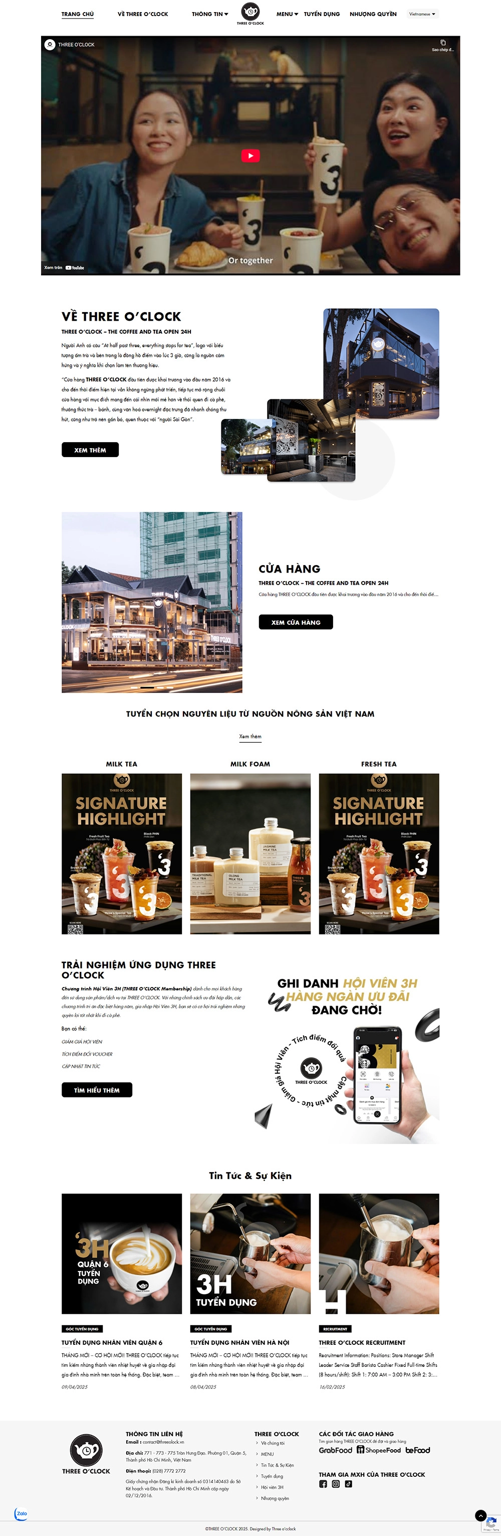 THREE O'CLOCK - Mẫu website HDWEBS