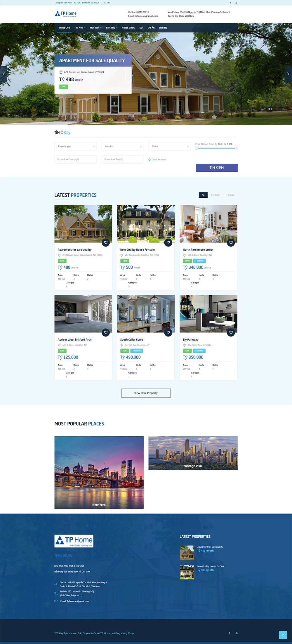 TPHome - Bất động sản trung tâm Sài Gòn - Mẫu website HDWEBS