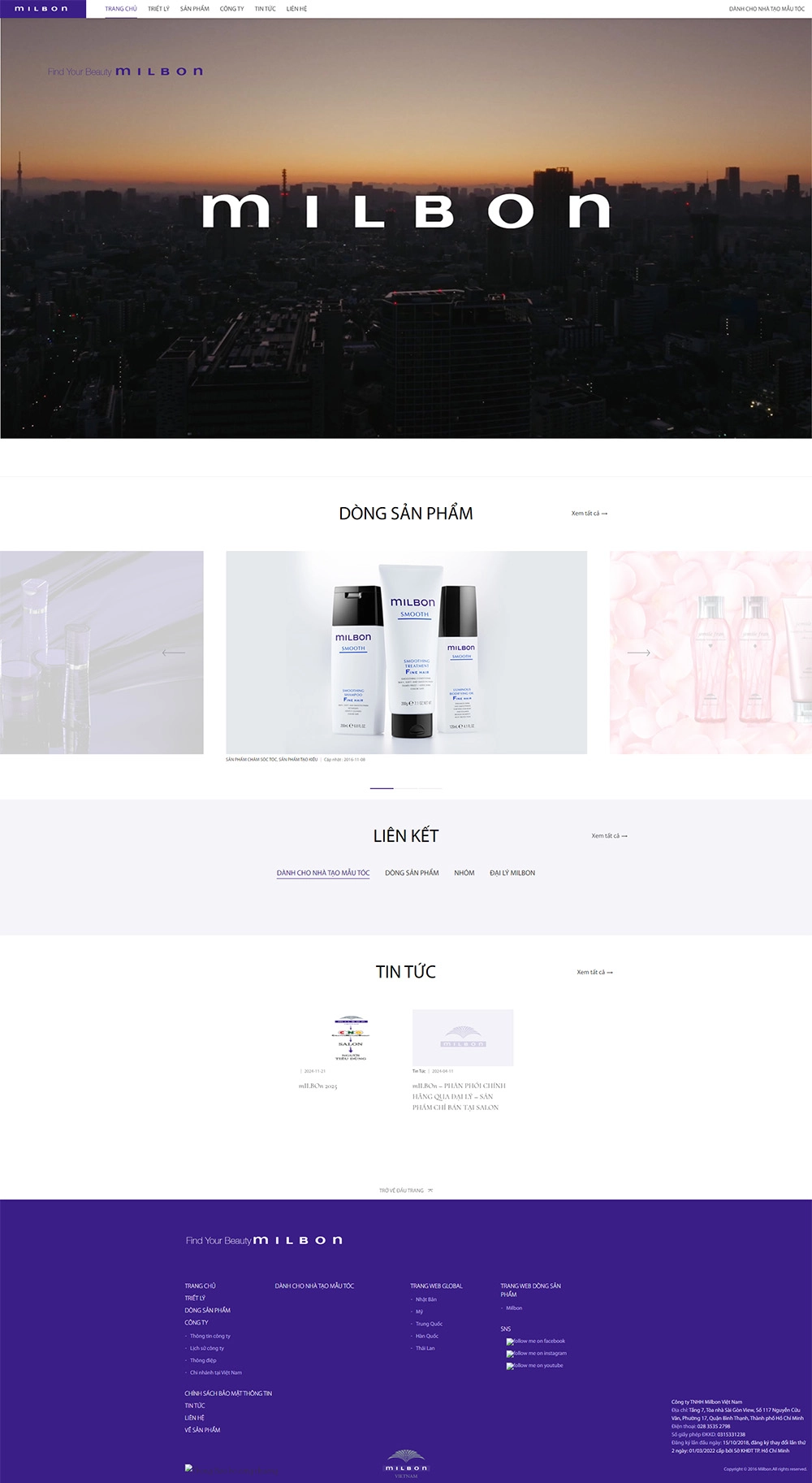 Milbon Vietnam Professional - Mẫu website HDWEBS