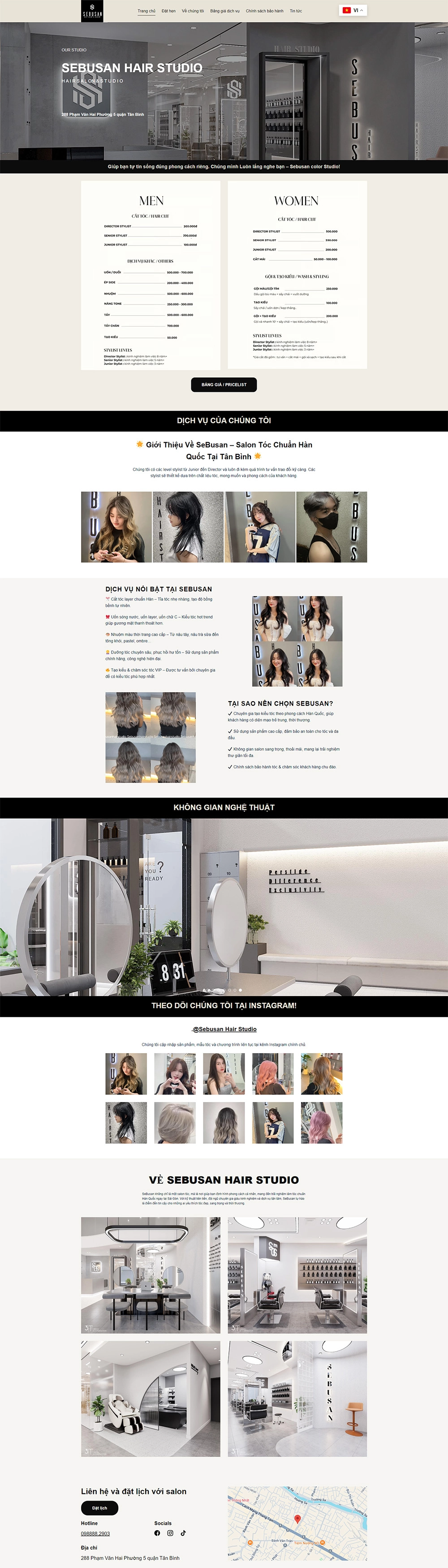 SebuSan Hair Studio - Mẫu website HDWEBS