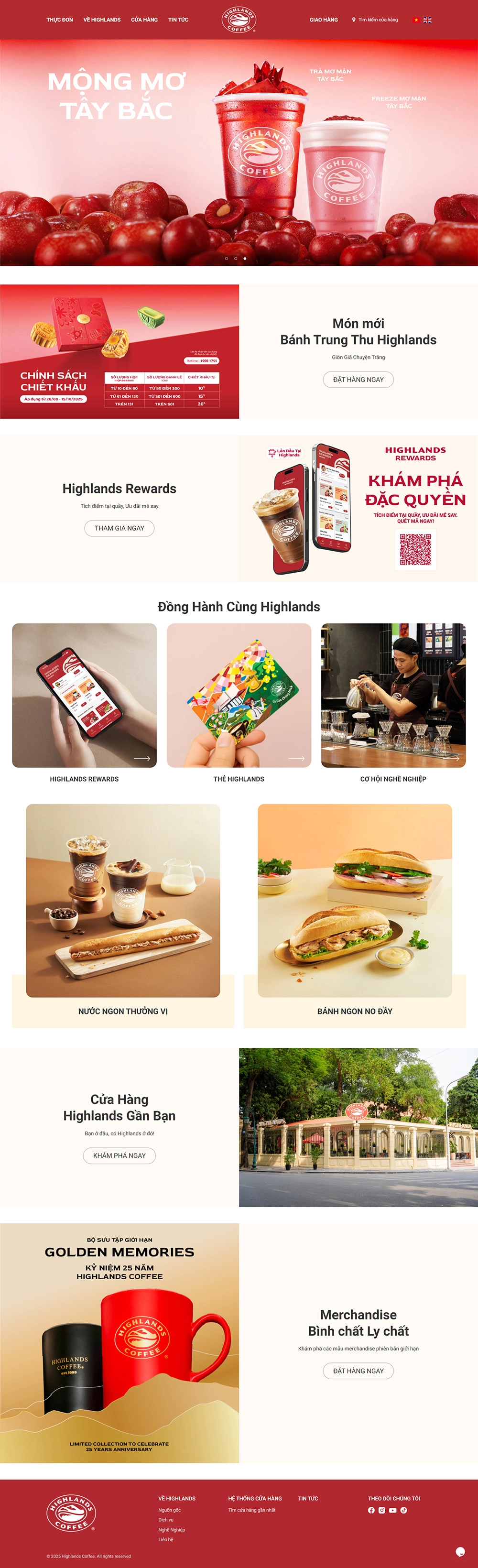 Highlands Coffee - Mẫu website HDWEBS