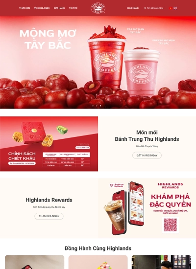 Highlands Coffee - Mẫu website HDWEBS