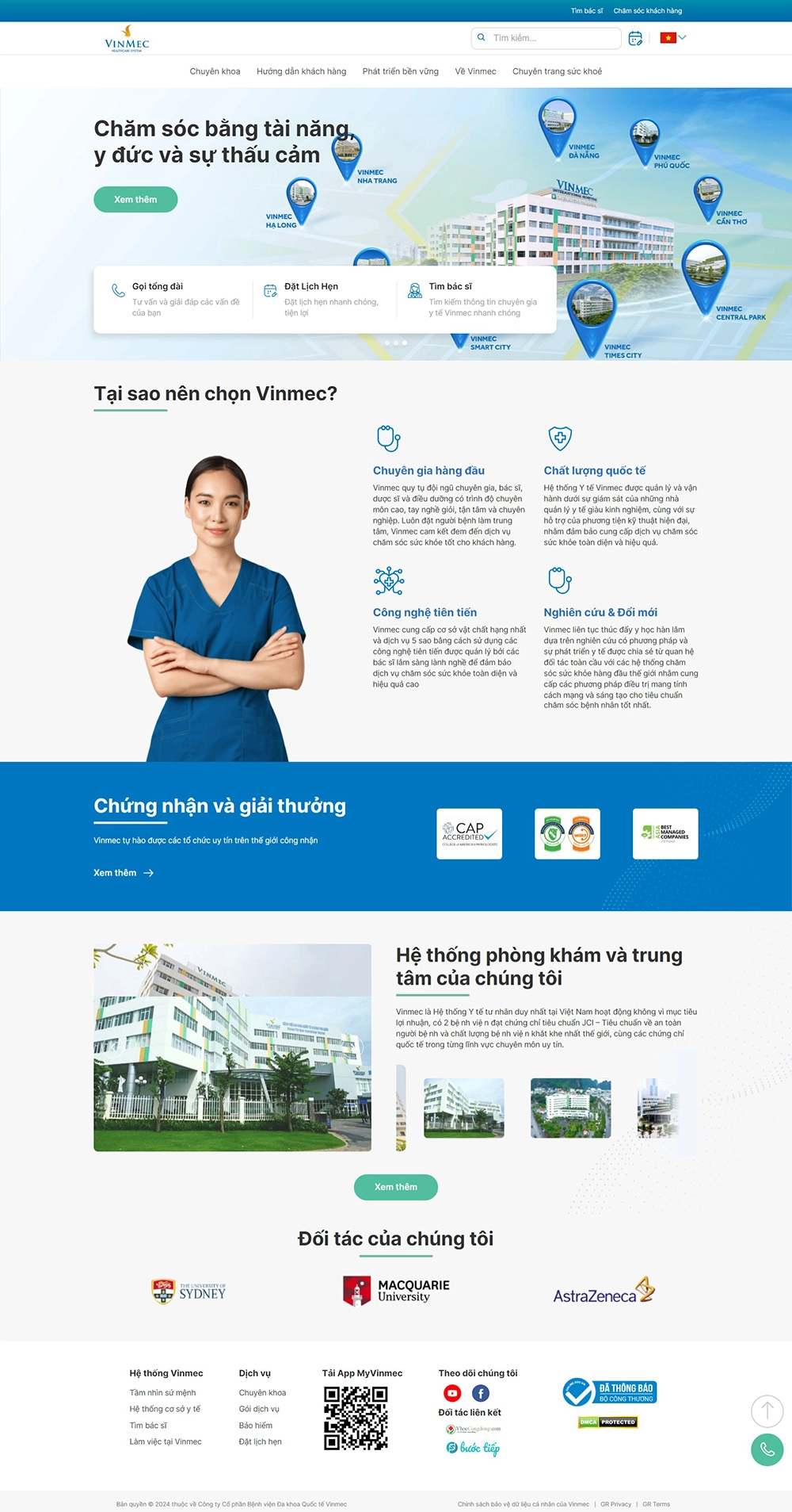 Vinmec - Hệ thống bệnh viện Quốc tế - Mẫu website HDWEBS
