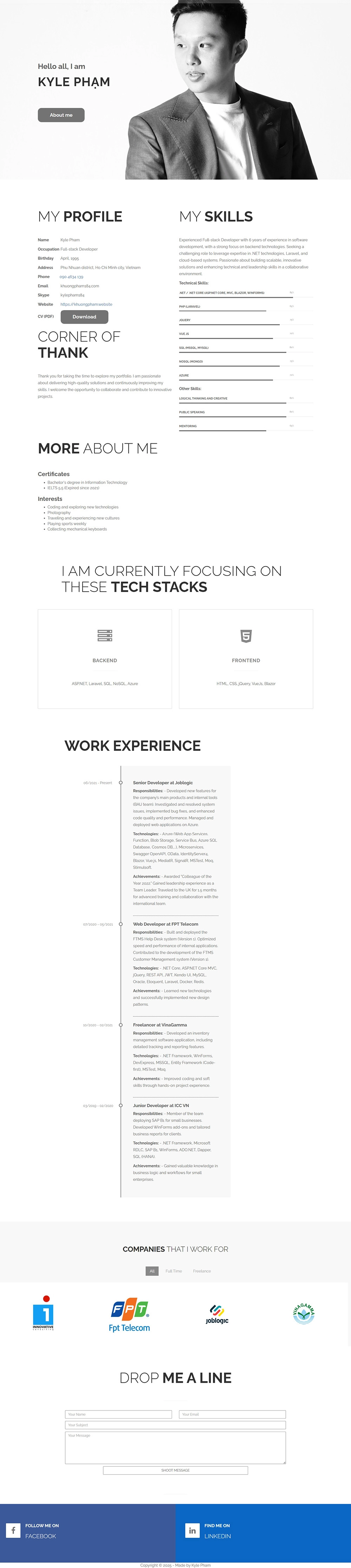 Kyle Phạm - Mẫu website HDWEBS