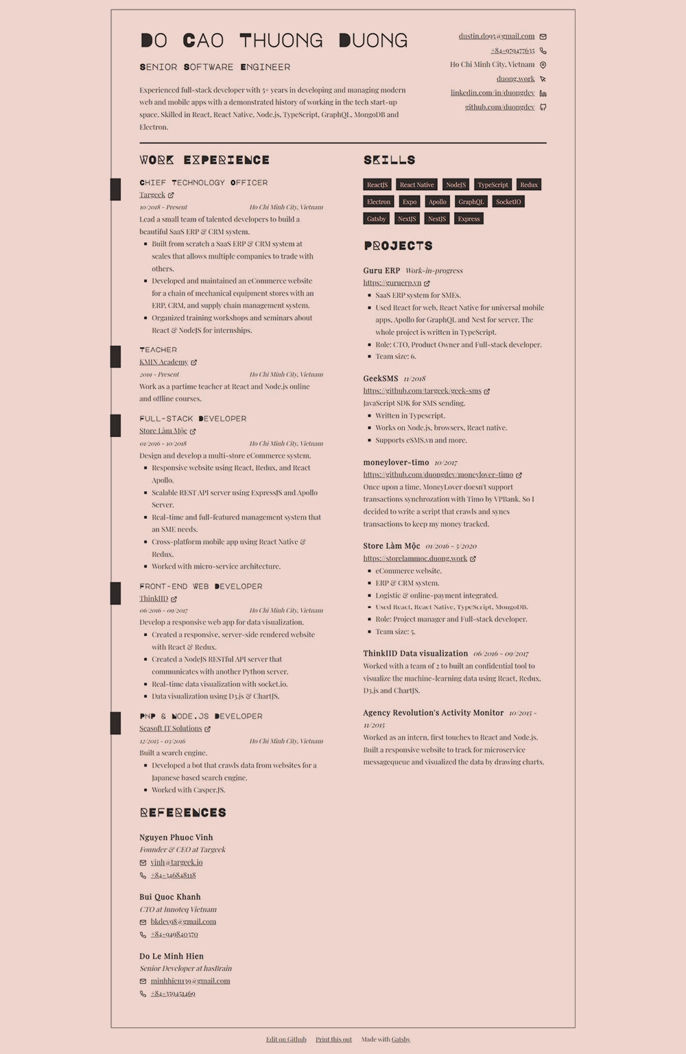 Duong Do - Mẫu website HDWEBS