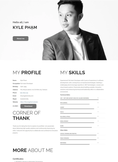 Kyle Phạm - Mẫu website HDWEBS