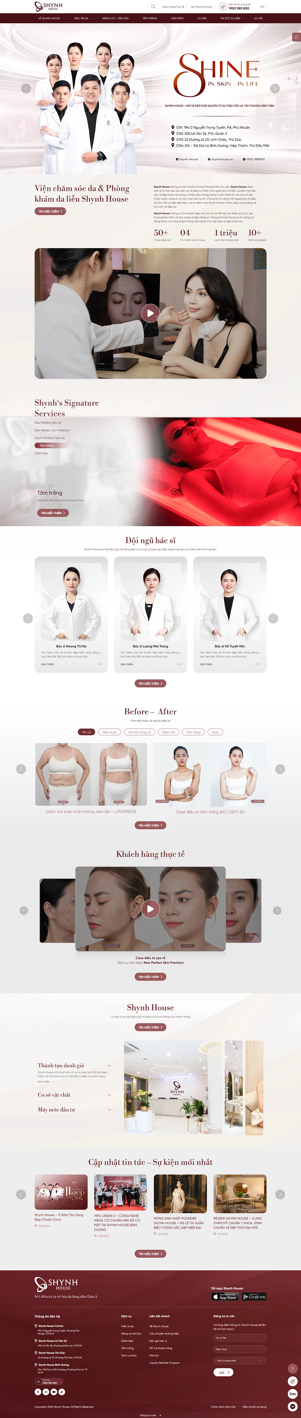 Shynh House - Viện chăm sóc & Điều trị Da chuẩn Y Khoa - Mẫu website HDWEBS