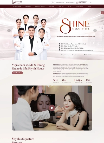 Shynh House - Viện chăm sóc & Điều trị Da chuẩn Y Khoa - Mẫu website HDWEBS