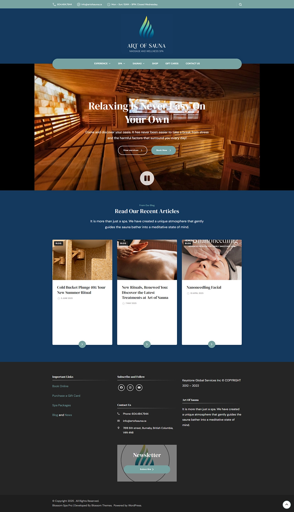 Art of Sauna - Mẫu website HDWEBS