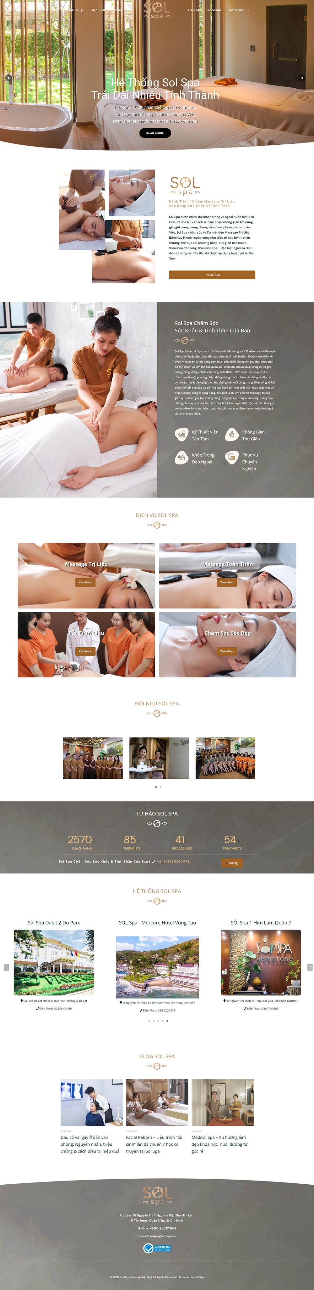 Sol Spa - Massage Therapy - Massa trị liệu chuẩn Y khoa - Mẫu website HDWEBS