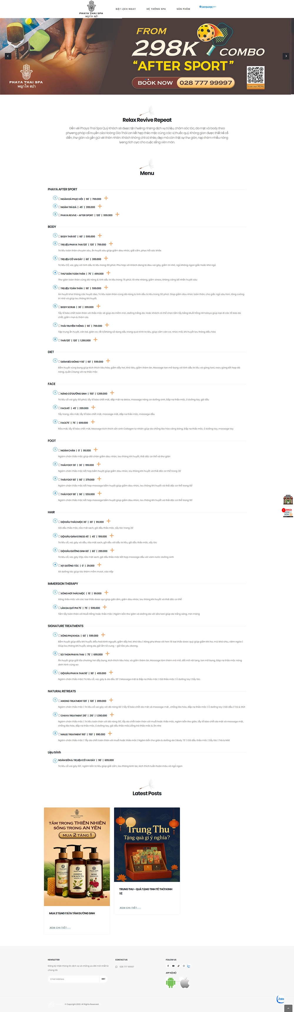 Phaya Thai Spa - Mẫu website HDWEBS