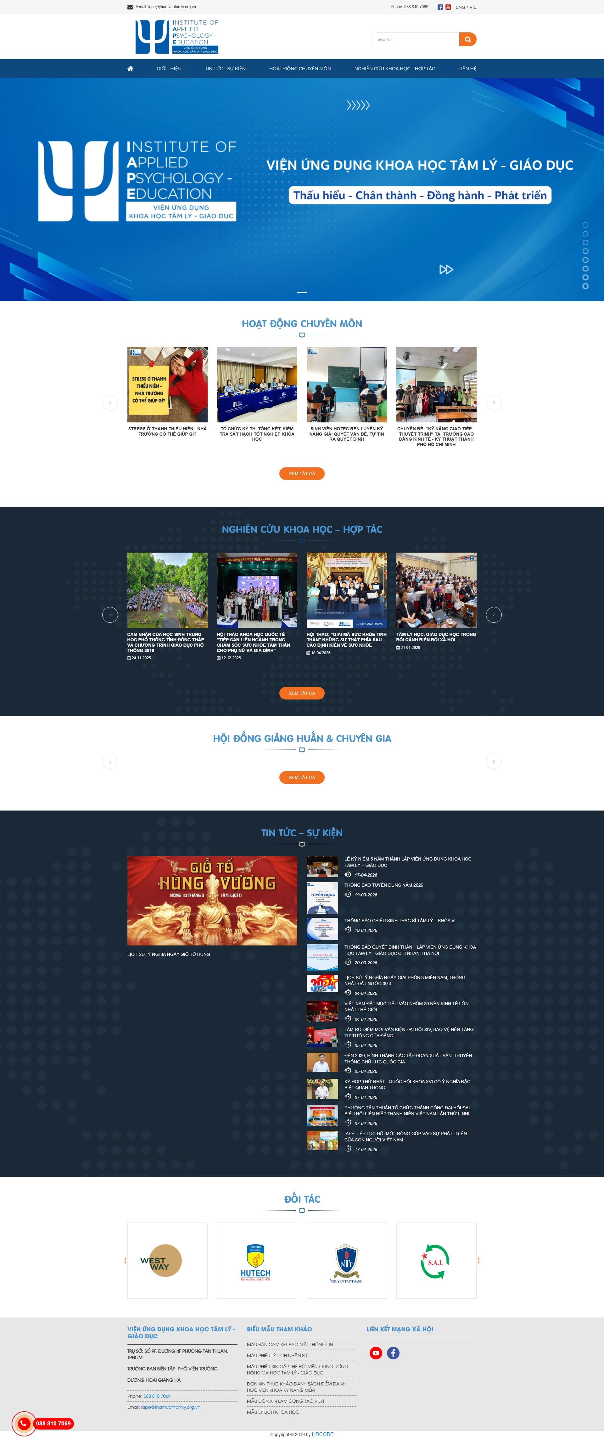 VIỆN ỨNG DỤNG KHOA HỌC TÂM LÝ - GIÁO DỤC - Mẫu website HDWEBS