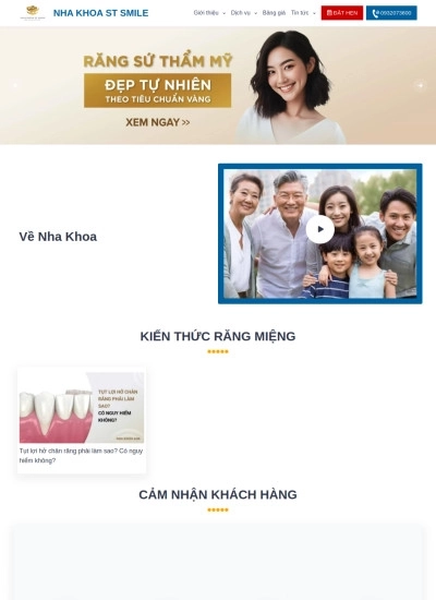 Website nha khoa đặt lịch khám — ST Smile - Mẫu website HDWEBS