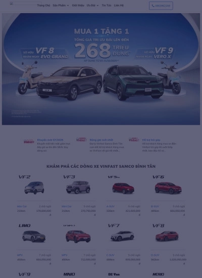 Website đại lý xe điện VinFast SAMCO - Mẫu website HDWEBS