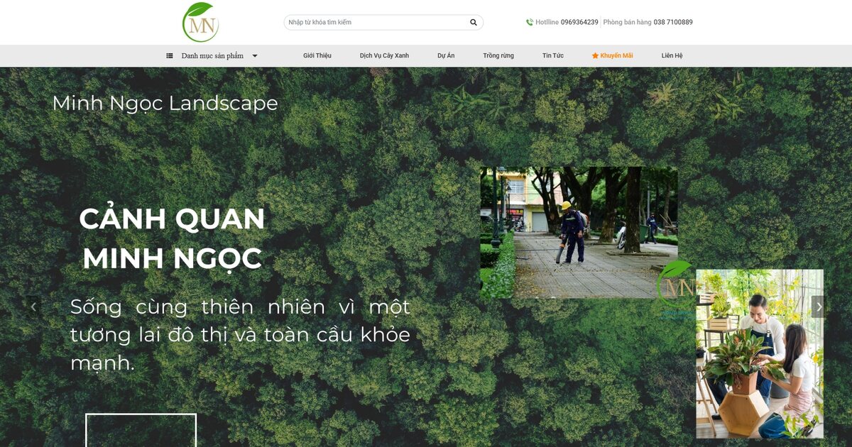 Website thiết kế thi công cảnh quan và bán cây cảnh — dự án Cảnh Quan Minh Ngọc