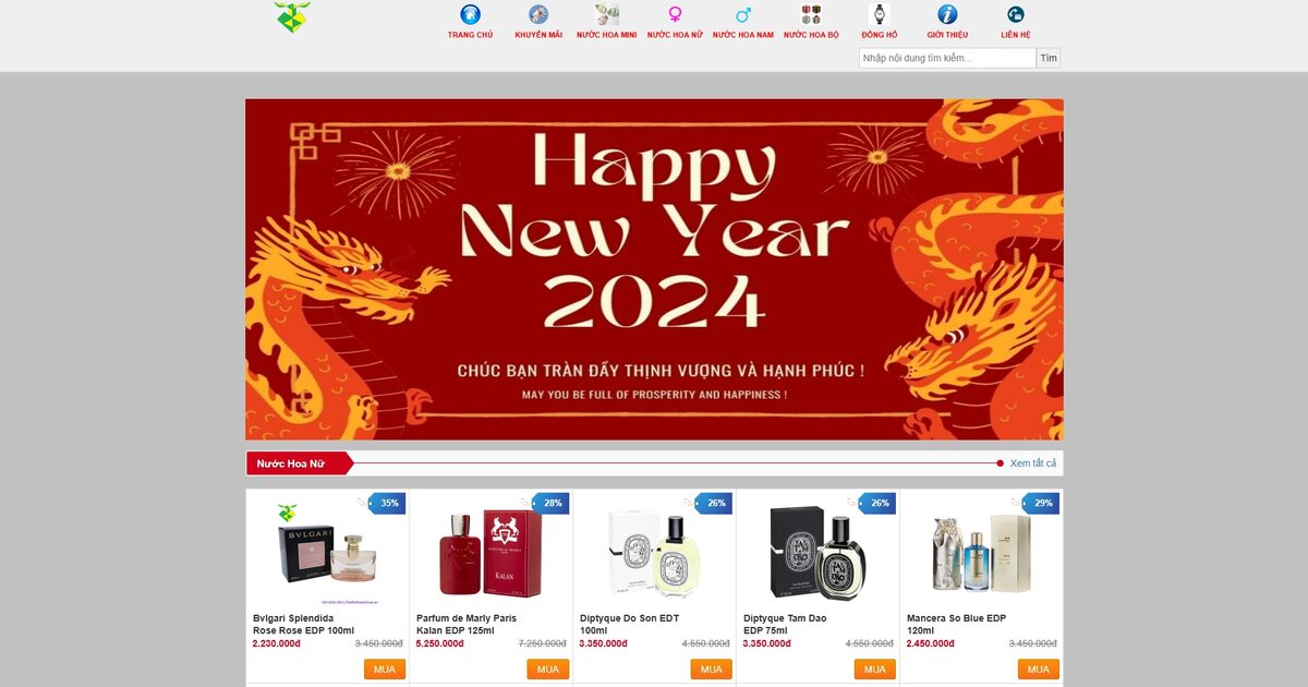 Website nước hoa chính hãng hơn 100 thương hiệu — dự án The Perfume Store