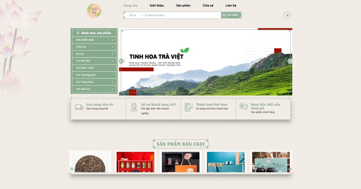 Website bán trà thảo mộc thủ công — dự án Tinh Hoa Trà Thảo Mộc