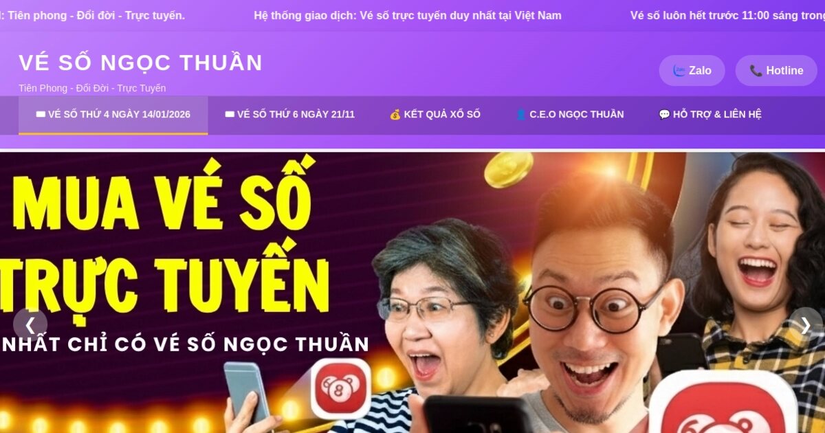Website đặt vé số trực tuyến theo ngày — dự án Vé Số Ngọc Thuần