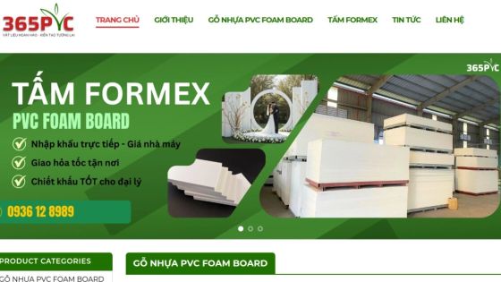 Website bán sỉ vật liệu tấm formex, gỗ nhựa PVC — dự án 365PVC