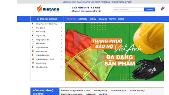 Website catalog bảo hộ lao động hơn 50 nhóm hàng — dự án Việt Anh
