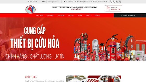 Website thiết bị và thi công phòng cháy chữa cháy — dự án An Toàn V.N