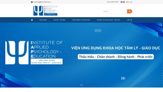 Website tổ chức khoa học song ngữ — dự án Viện Ứng dụng Khoa học Tâm lý - Giáo dục