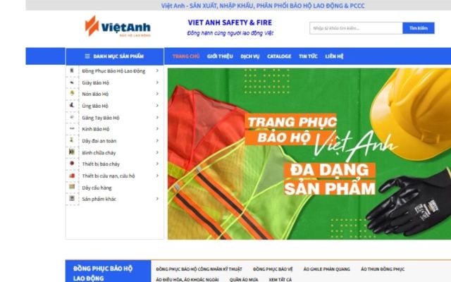 Website catalog bảo hộ lao động hơn 50 nhóm hàng — dự án Việt Anh