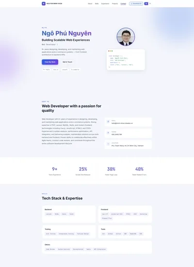 Ảnh chụp màn hình website mẫu Website portfolio cá nhân developer — Nguyễn Minh Khoa