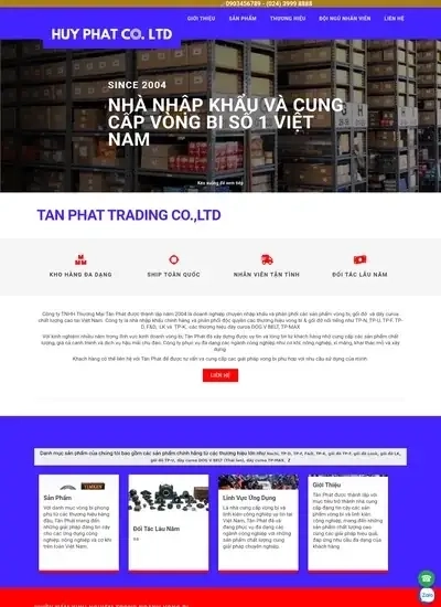 Ảnh chụp màn hình website mẫu Website đại lý phụ tùng công nghiệp — TÂN PHÁT BEARING