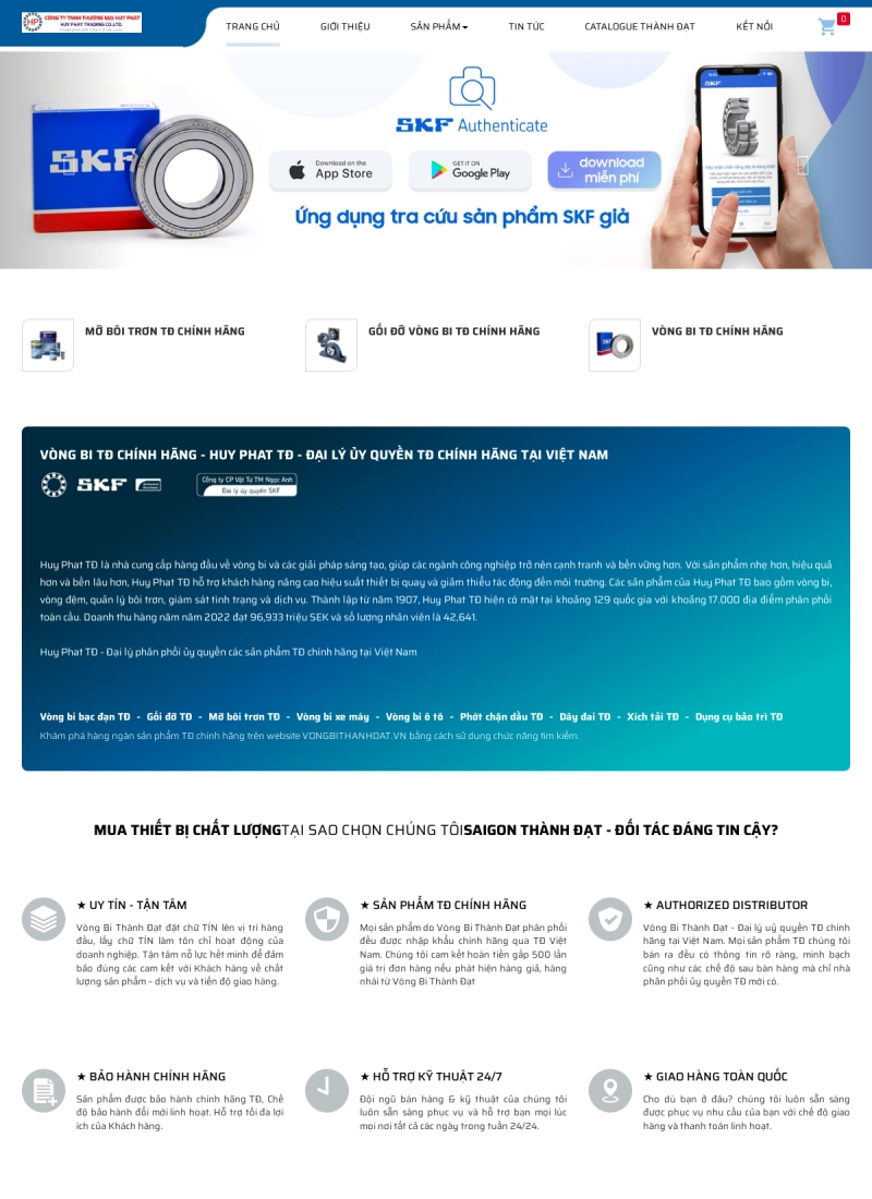 Website đại lý vòng bi công nghiệp — VÒNG BI THÀNH ĐẠT - Mẫu website HDWEBS