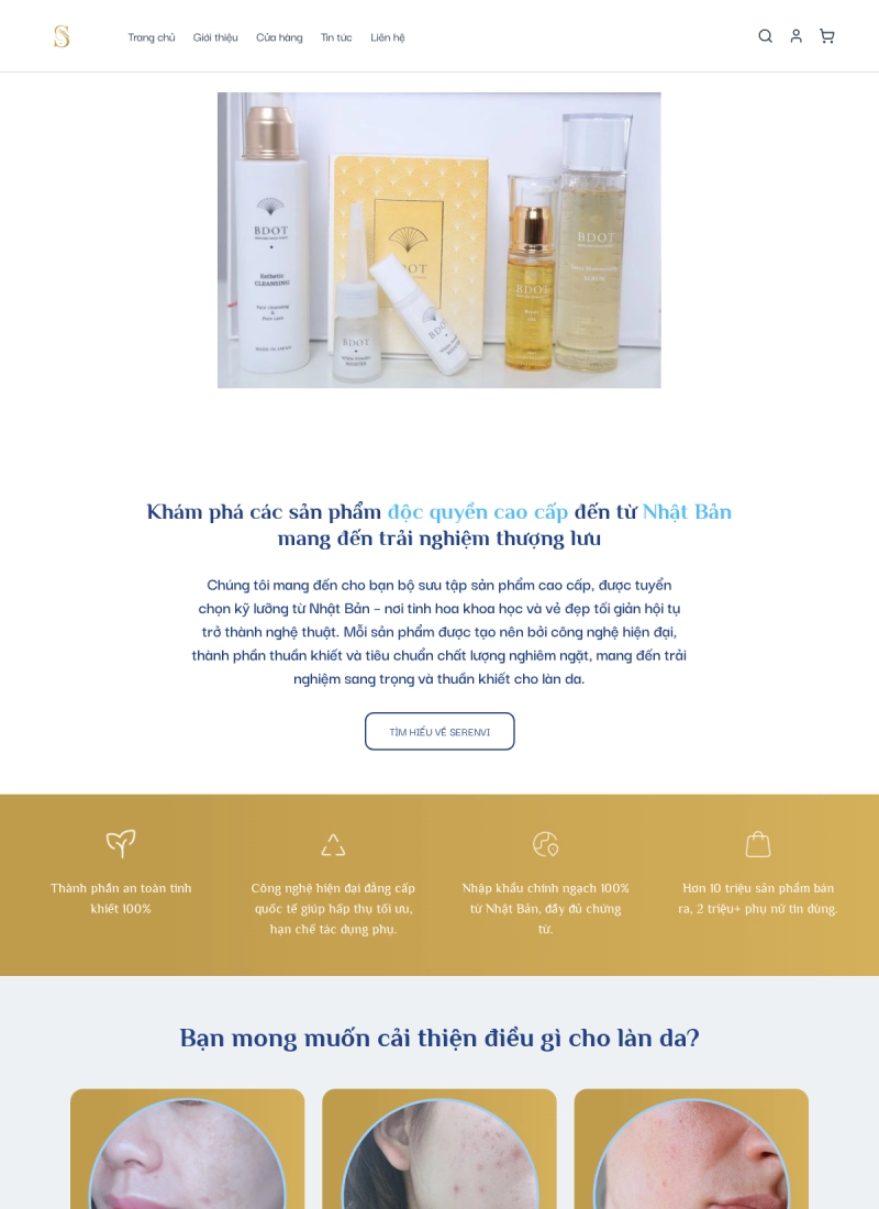 Website spa chăm sóc da — SERENITY VIETNAM - Mẫu website HDWEBS