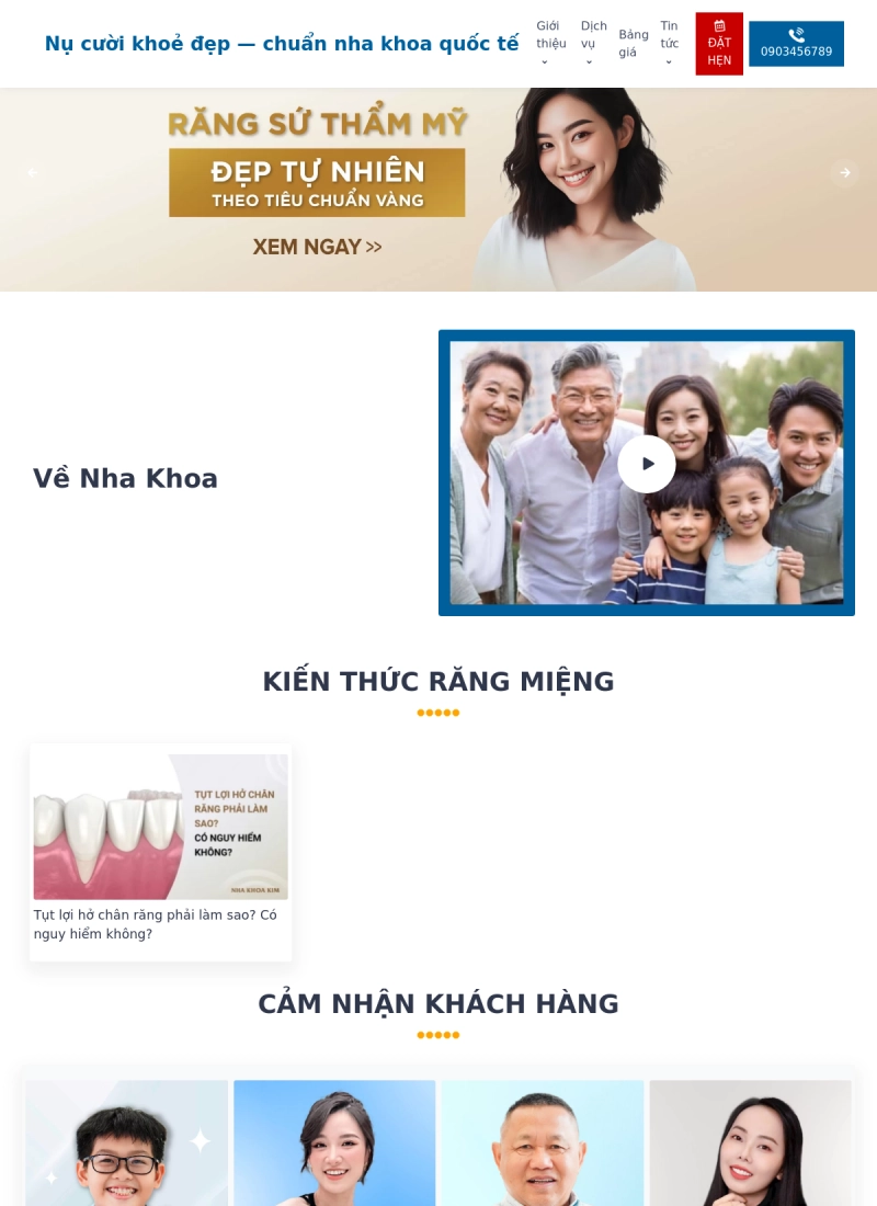 Website nha khoa đặt lịch khám — PEARL DENTAL - Mẫu website HDWEBS
