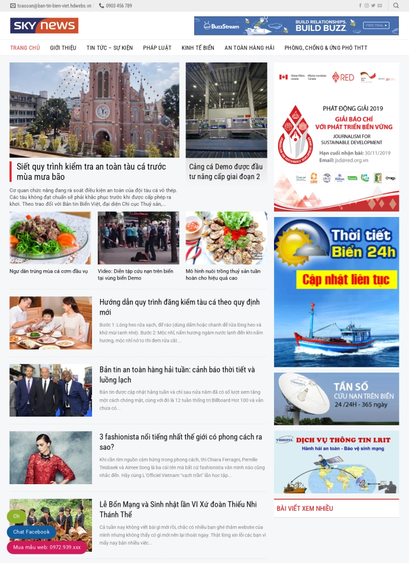 Website cổng tin tức & sự kiện — Bản tin Biển Việt - Mẫu website HDWEBS