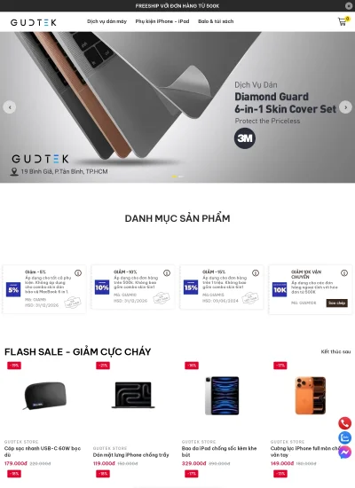 Website bán phụ kiện laptop & điện thoại — GUDTEK Store - Mẫu website HDWEBS