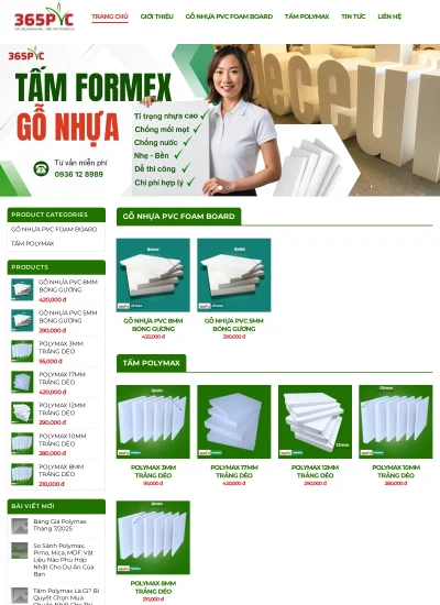 Website tổng kho tấm nhựa PVC — POLYMAX - Mẫu website HDWEBS