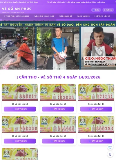 Website đại lý vé số & dịch vụ — VÉ SỐ AN PHÚC - Mẫu website HDWEBS