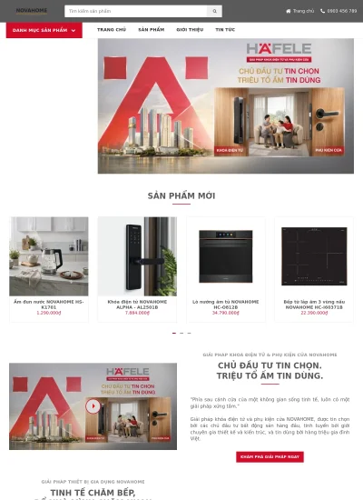 Ảnh chụp màn hình website mẫu Website thiết bị bếp & nhà tắm — NOVAHOME